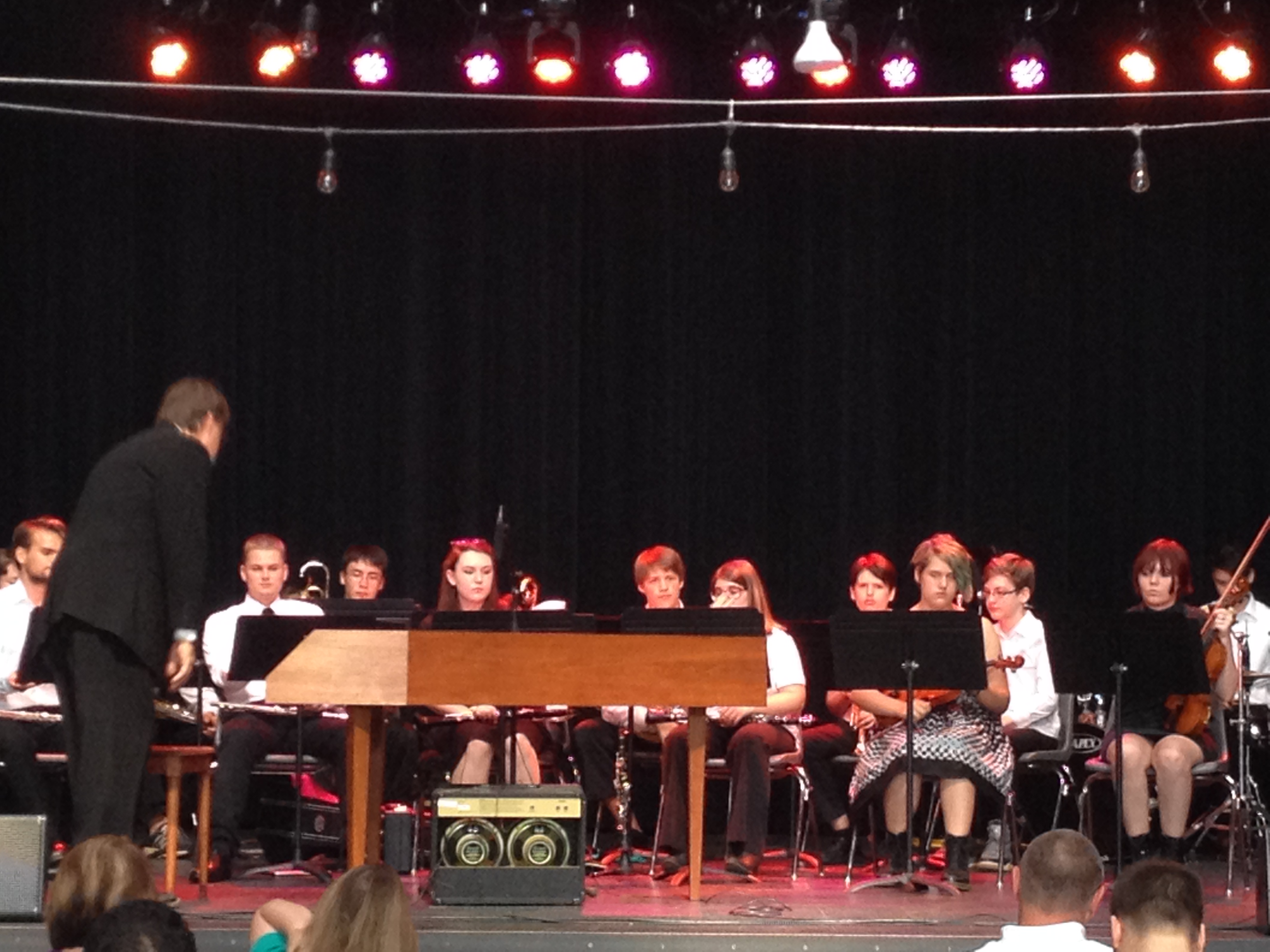 Hawbridge student musicians performing together on stage.