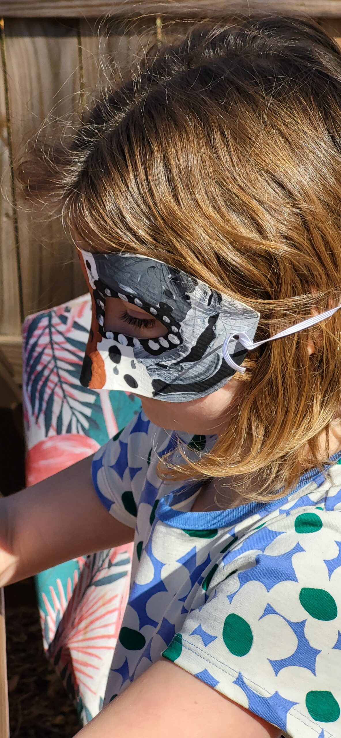 Hawbridge student wearing a handmade painted mask